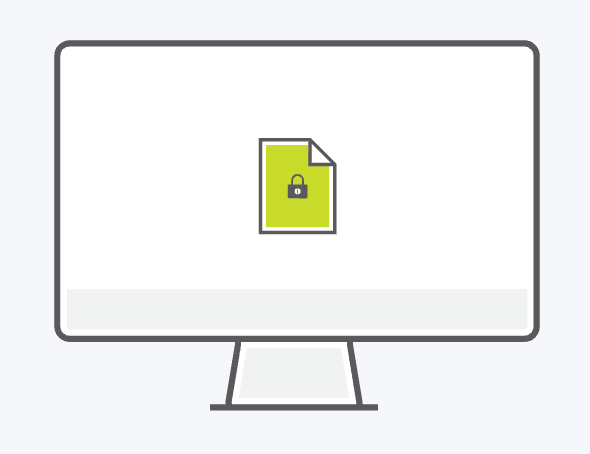 Illustration of a desktop computer with a locked file icon